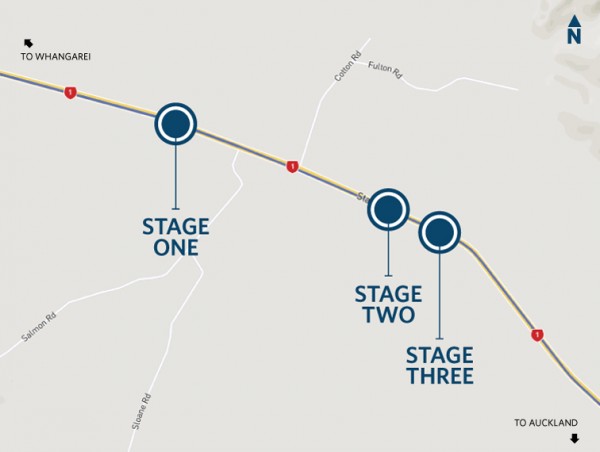 Map shows the location of the three stages of the Mata Bridges repairs and resur