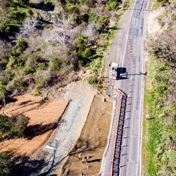 Birds eye  view of works on Otoko Hill recovery