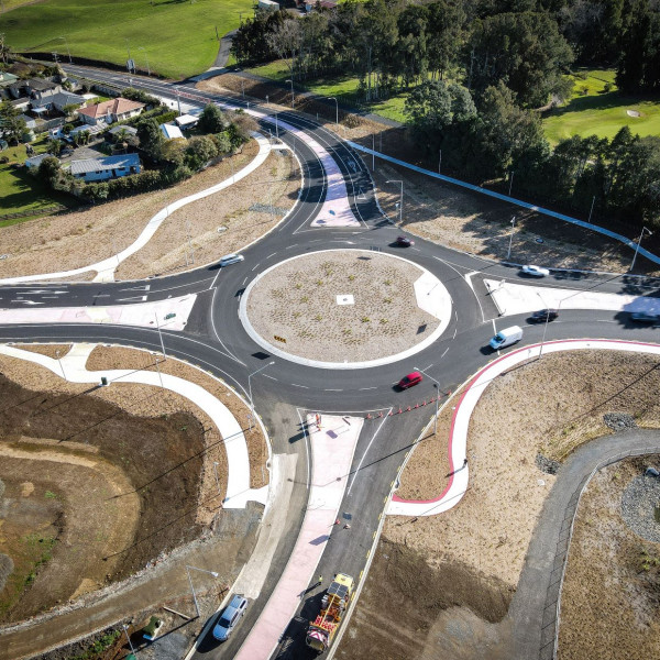 A high view of the new roundabout