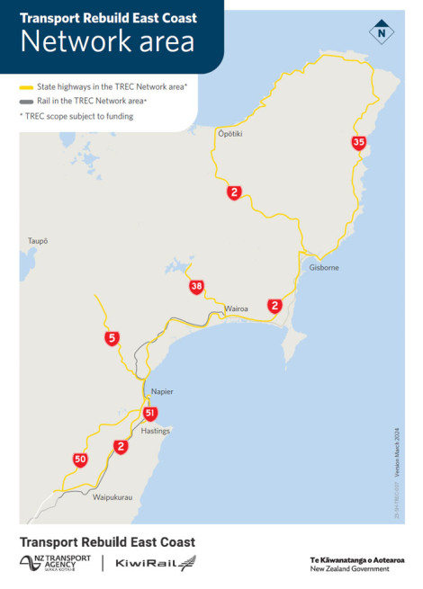 Transport rebuild east coast network area map