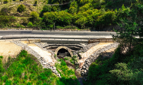 aerial photo of culvert under road