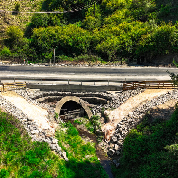 aerial photo of culvert under road
