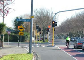 Slip lane with zebra crossing