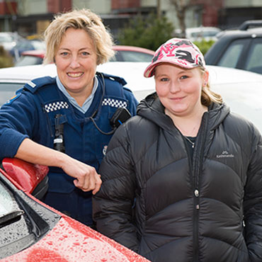 Photo: Constable Sara McLauchlan has volunteered to mentor 24-year-old Jasmine Giles through the new Community Driver Mentor Programme in Christchurch.